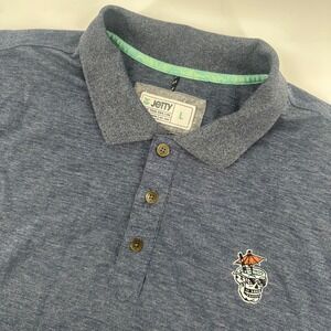 Jetty‎ Cambiossa Men's Large Eco Polo Blue Shirt Skull Short Sleeve Casual Golf